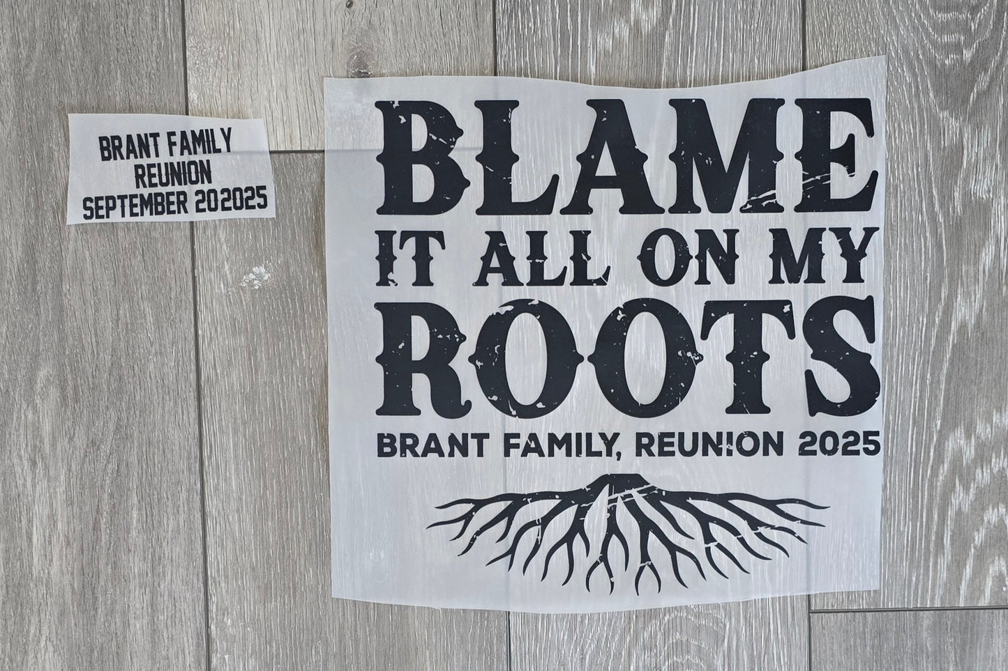 BLAME IT ALL ON OUR ROOTS ( FRONT AND BACK)